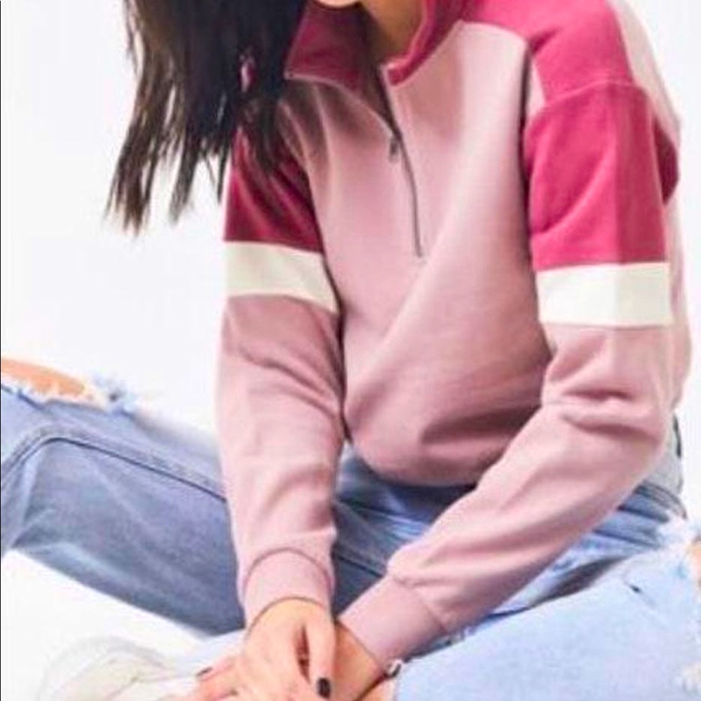 🌴PACSUN LA Hearts Pink Sports Crop Sweatshirt